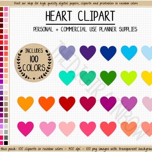SALE 100 HART clipart regenboog hart stickers hart pictogram valentijnsdag clipart romantische clipart valentijnsdag stickers kleurrijk hart