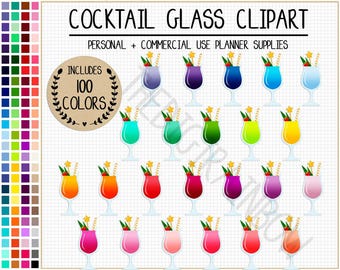 SALE 100 COCKTAIL clipart wine clipart summer cocktail planner stickers wine planner sticker rainbow Erin Condren printable planner sticker