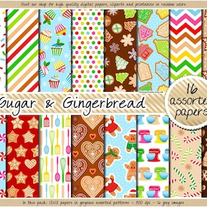 SALE Gingerbread digital paper seamless christmas digital paper christmas pattern sugar cookie clipart printable recipe cupcake background