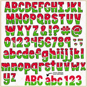 Watermelon Doodle Letters PNG Bundle Summer sublimation design Fruit font faux stitch alpha letters commercial use Mothers Day watercolor image 5