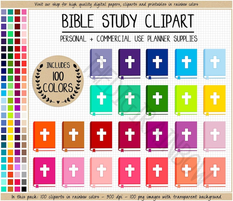 SALE 100 BIBLE clipart bible sticker sunday school sticker bible study sticker christian clipart church planner sticker rainbow ECLP sticker image 1
