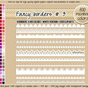 SALE 1200 lace borders scalloped borders digital scrapbooking border pretty lace heart star flower banner clipart 100 color digital element