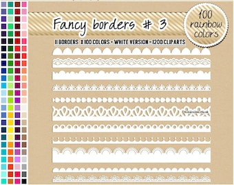 SALE 1200 lace borders scalloped borders digital scrapbooking border pretty lace heart star flower banner clipart 100 color digital element