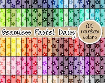 100 SEAMLESS pastel daisy digital paper floral printable backgound scrapbook print cute flower pattern pastel neutral bright dark clipart
