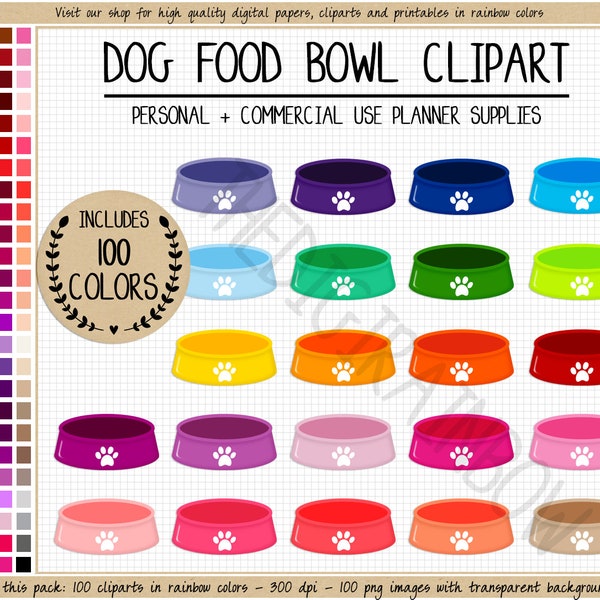 SALE 100 DOG FOOD bowl clipart pet food clipart dog planner stickers animal clipart dog clipart dog printable planner sticker Commercial Use