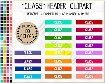 SALE 100 CLASS HEADER stickers school planner sticker college printable header sticker Erin Condren rainbow Commercial use planner clipart
