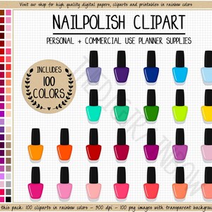 SALE 100 NAIL POLISH clipart Opi nail polish stickers makeup stickers rainbow nail polish graphics cosmetics clipart beauty salon clipart image 1