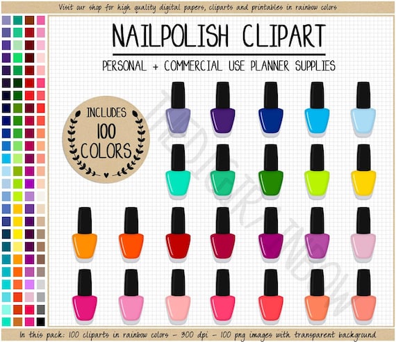 SALE 100 NAIL POLISH clipart Opi nail polish stickers makeup stickers rainbow nail polish graphics cosmetics clipart beauty salon clipart