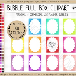 Verkauf 100 Blasen volle Box-Sticker Regenbogen druckbare Planer Aufkleber Pastell volle Box Planer Clipart Erin Condren Mambi Happy Planner