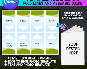 Booklet Editable Canva Template, Booklet Template, Mini Coloring book Template, Zine Template, Fold Book Template, Printable Pocket Booklet