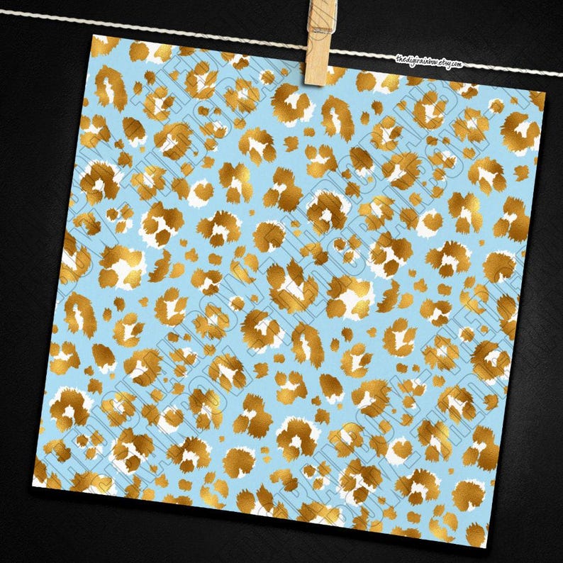 SALE 100 SEAMLESS Gold Leopard Print Digital Paper Rainbow Leopard ...