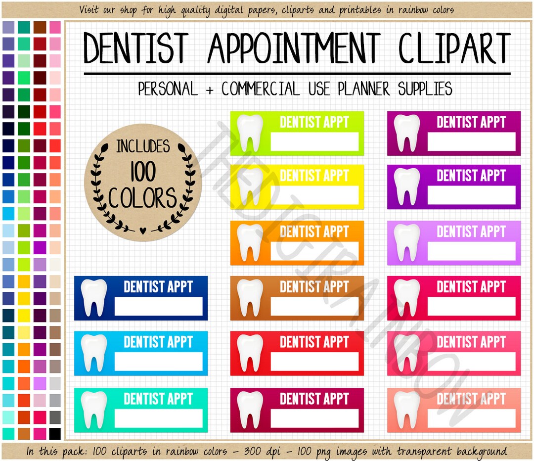 SALE 100 DENTIST APPOINTMENT Planner Stickers Dentist Stickers Dental ...
