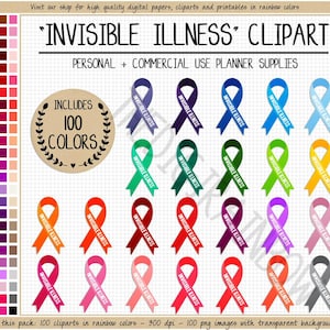 VENTA 100 CONCIENCIA cinta adhesiva digital Cinta arcoíris Enfermedad crónica invisible Planificador de la teoría de la cuchara Clipart Goodnotes Erin Condren MAMBI