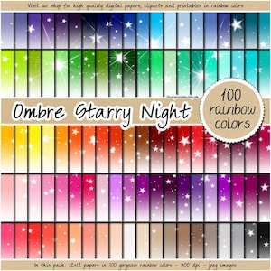 100 lucht digitaal papier glanzende ster digitaal papier afdrukbaar melkweg afdrukpatroon wit ombre regenboog achtergrond Sterrennacht wolk clipart