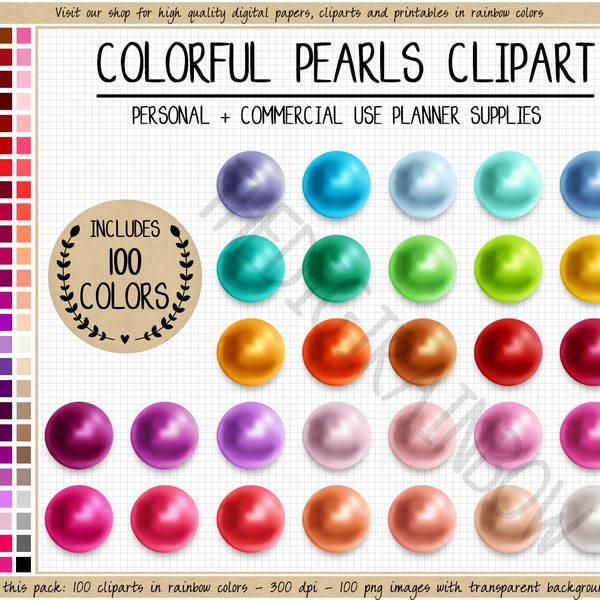 SALE 100 PEARL clipart pearl digital stickers rainbow gemstone clipart glam planner iridescent diamond icon wedding bridal jewelry mock up