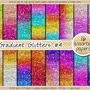 SALE Gradient glitter digital paper rainbow glitter digital paper ombre glitter metallic glitter background pink blue purple gold silver red image 1