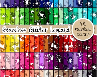 SALE 100 Seamless Glitter leopard digital paper glitter animal print rainbow foil leopard pattern safari iridescent texture cheetah backdrop