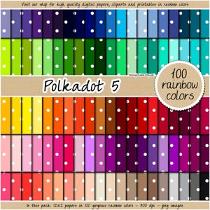 100 SEAMLESS polka dot digital paper rainbow printable polkadot pattern printable scrapbook clipart background pastel neutral bright dark