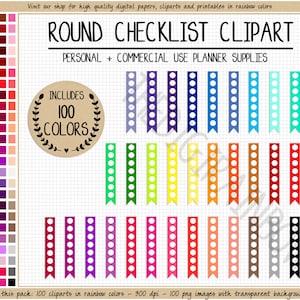 SALE 100 dot Checklist Clipart druckbare Aufkleber Regenbogen Aufkleber Erin Condren Mambi Happy Planner KOMMERZIELLE NUTZUNG Planner Clipart