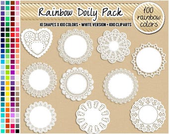 SALE 1010 lace doily clipart rainbow lace doilies doily label or tag lace clipart in pastel bright dark neutral color digital scrapbooking