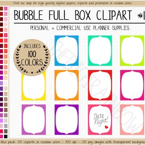 Verkauf 100 Blasen volle Box-Sticker Regenbogen druckbare Planer Aufkleber Pastell volle Box Planer Clipart Erin Condren Mambi Happy Planner