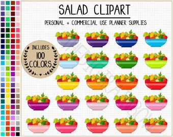 SALE 100 SALAD clipart salad stickers vegan stickers veggie fruit stickers rainbow kitchen clipart weight loss planner stickers diet planner