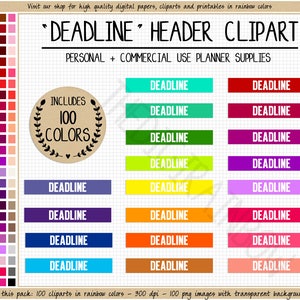 VENTA 100 pegatinas de encabezado de FECHA LÍMITE pegatinas de planificador de tareas pegatinas escolares imprimibles Planificador feliz arcoíris Erin Condren Planificador clipart