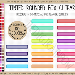 SALE 100 ROUNDED HEADER box stickers rainbow tinted header digital planner stickers Erin Condren Happy Planner Goodnotes planner clipart
