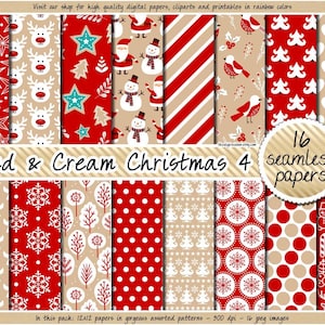 NAHTLOS Weihnachten digitales Papier Winter Urlaub Muster Scrapbook Clipart Hintergrund Weihnachtsmann Mistelzweig Zuckerstange Schneemann Rentier Rotkehlchen