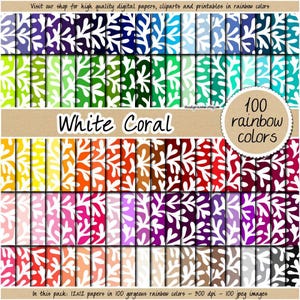 100 papéis digitais de coral sem emenda, papel digital náutico, clipart de coral 12x12, clipart náutico costeiro do mar, adesivo de planner de coral em tons pastel brilhantes