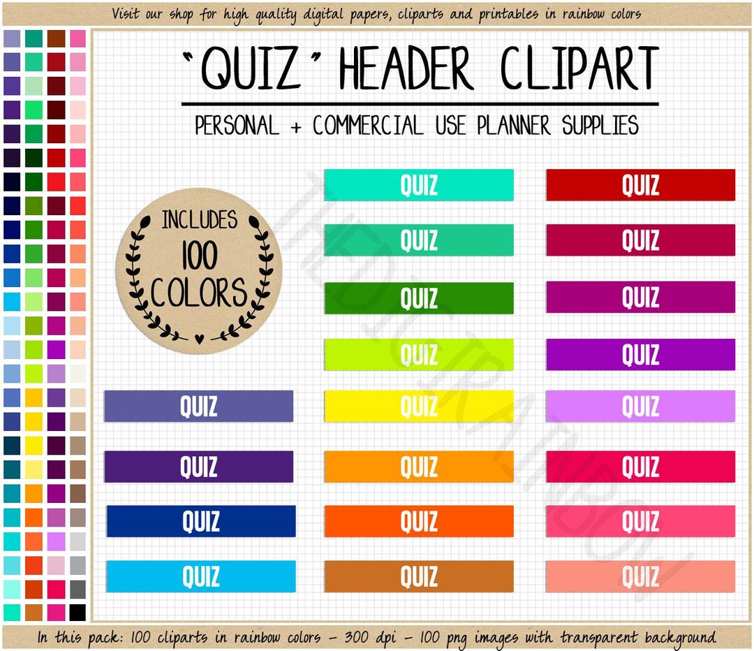 Test Questions Header SALE 100 QUIZ HEADER Sticker Exam Test School Planner Sticker Student ...
