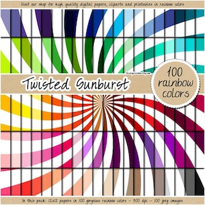 100 funky sunburst digital paper twisted sunburst digital paper verdreht verdrehter Hintergrund regenbogen Sonnenstrahl Sonnenstrahl Clipart