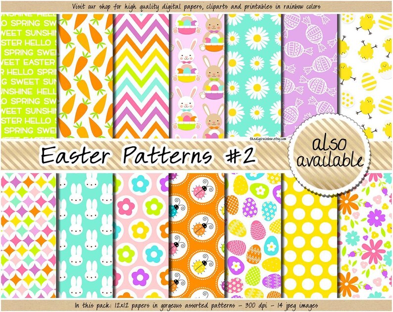 Seamless Easter Digital Paper Rainbow Unicorn Pattern Cute Easter Egg ...