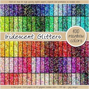 NAHTLOSES irisierendes Glitzer digitales Papier Regenbogen holografischer Hintergrund Schimmer Muster multichromes Scrapbook Papier