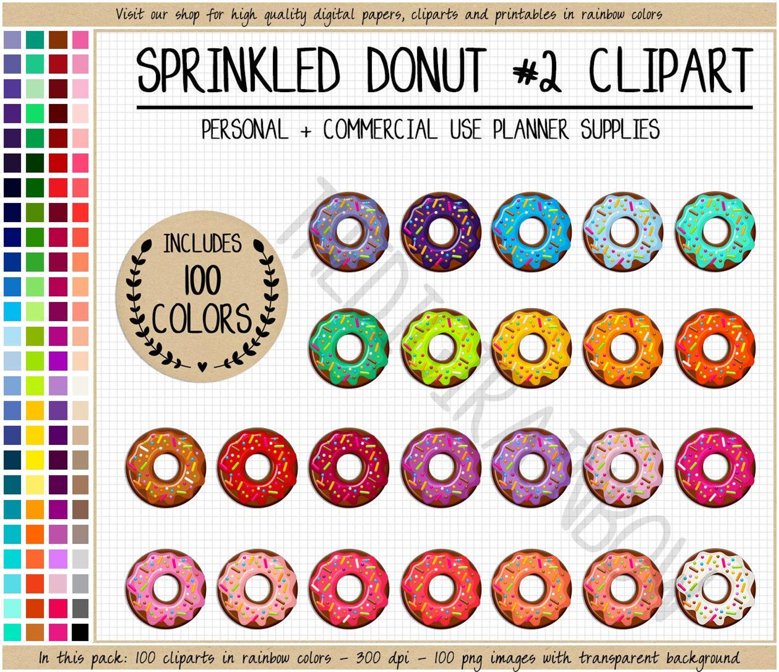 Sticker Doughnut Count SALE 100 DONUT Clipart Doughnut Sticker Food Clipart Kitchen Graphics ...