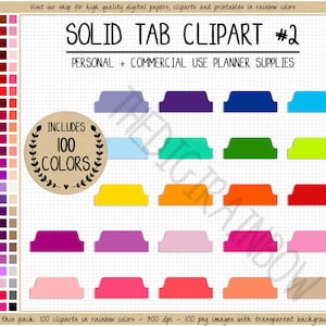 100 TAB clipart rainbow tab stickers printable planner divider colorful planner tabs blank planner tabs blank divider bright stickers