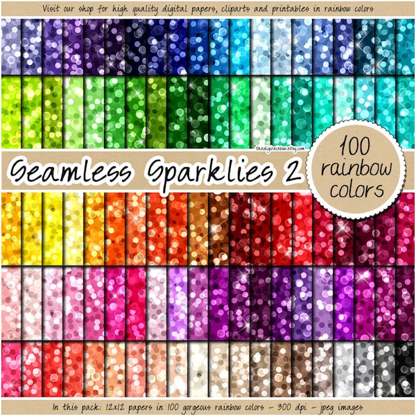SALE 100 seamless sequin digital paper rainbow glitter pattern shimmer confetti background sparkly texture glam printable chunky glitter