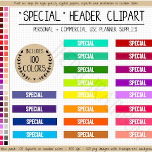 SALE 100 SPECIAL Planer Aufkleber hell druckbare Planer Aufkleber Regenbogen Erin Condren Header Happy Planner Kommerzielle Nutzung Planer Clipart