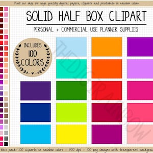 SALE 100 Blank half box clipart half box stickers rainbow half box printable planner sticker Erin Condren Commercial use planner clipart