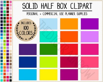 SALE 100 Blank half box clipart half box stickers rainbow half box printable planner sticker Erin Condren Commercial use planner clipart