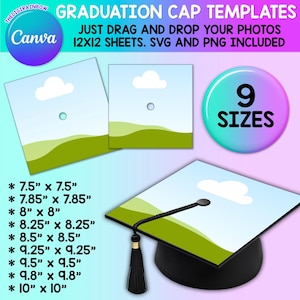 Graduation Cap Template, Canva Editable Graduation Hat Topper, PNG Blank Graduation Template, Custom SVG College Grad Cap, DIY Class of 2025