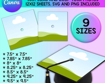 Graduation Cap Template, Canva Editable Graduation Hat Topper, PNG Blank Graduation Template, Custom SVG College Grad Cap, DIY Class of 2025