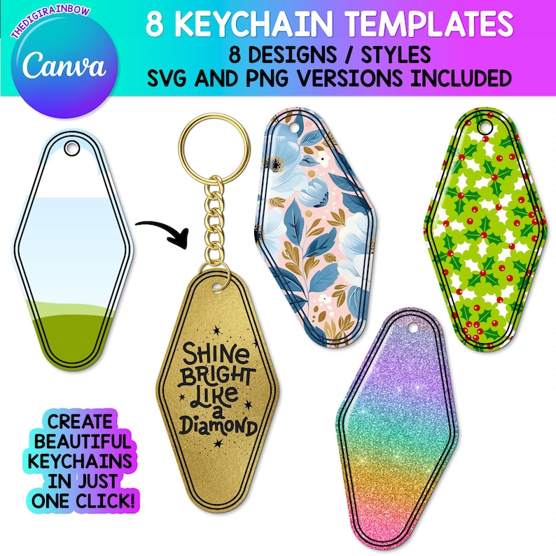 Motel Keychain Canva Editable Template, Blank Keychain Sublimation ...
