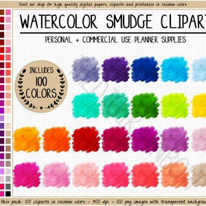 100 clipart de respingos de aquarela arco-íris clipart de aquarela adesivo quadrado de respingos de tinta adesivo de planejador de aquarela fundo de aquarela