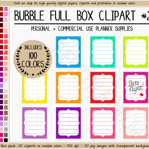 Verkauf 100 Blasen volle Box-Sticker Regenbogen druckbare Planer Aufkleber Pastell volle Box Planer Clipart Erin Condren Mambi Happy Planner