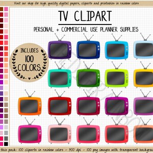 SALE 100 TV clipart television clipart tv planner sticker to watch sticker tv show schedule movie planner sticker rainbow Erin Condren ECLP