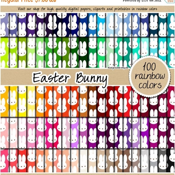 Easter digital paper bunny digital paper easter planner stickers rainbow easter clipart pastel easter digital paper pink yellow blue gr