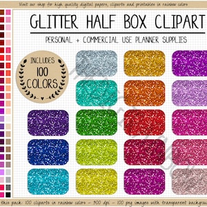 VERKOOP 100 GLITTER halve doos sticker afdrukbare glitter sticker regenboog glitter planner sticker heldere glitter planner clipart commercieel gebruik