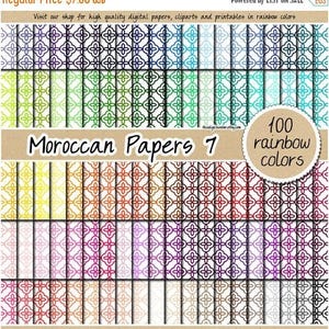 100 papier numérique marocain quadrilobe papier numérique quadrilobe arc-en-ciel clipart scrapbooking kit motif 12 x 12 pastel neutre lumineux dar