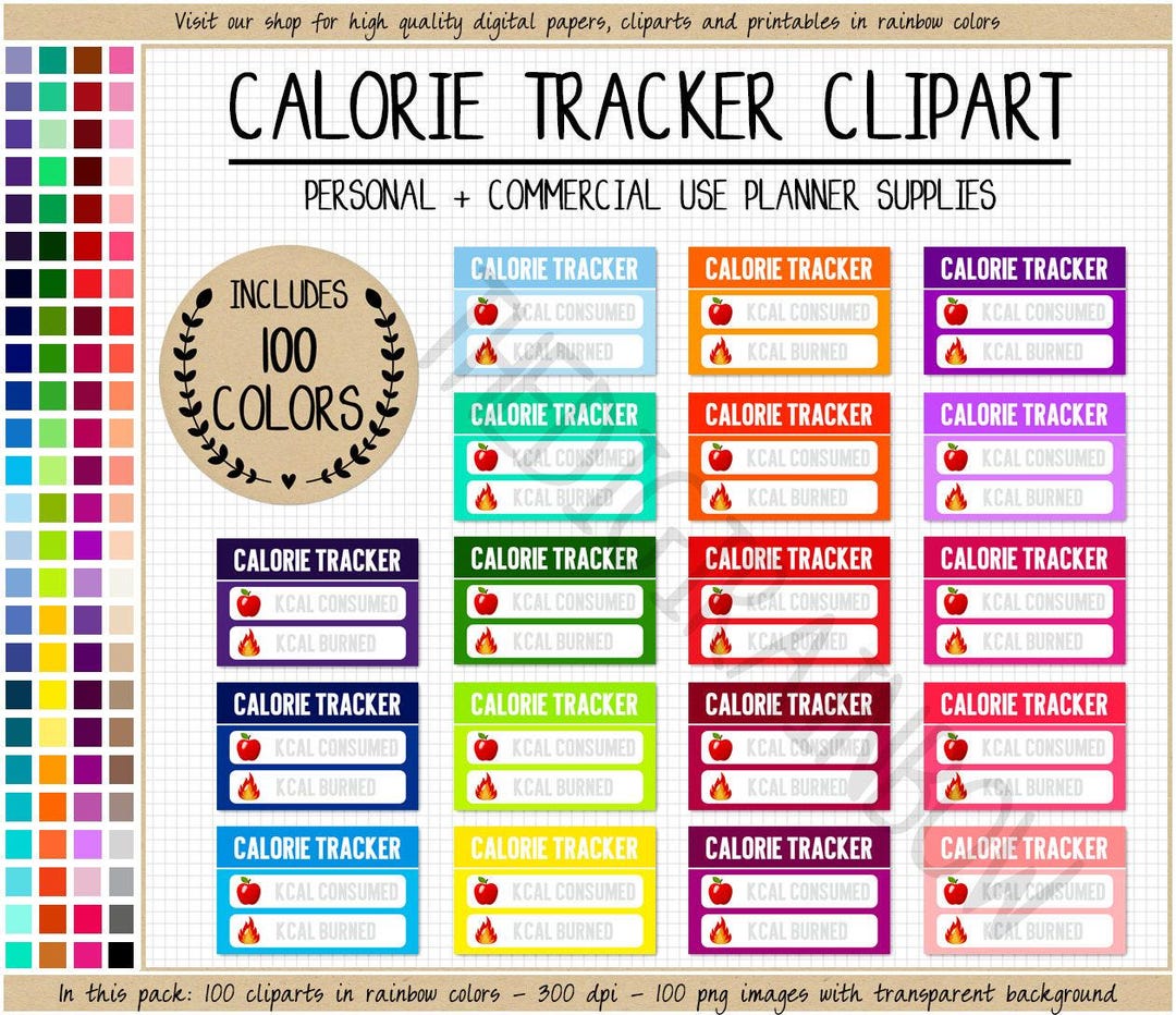SALE 100 CALORIE Tracker Sticker Energy Burned Planner Sticker Weight ...